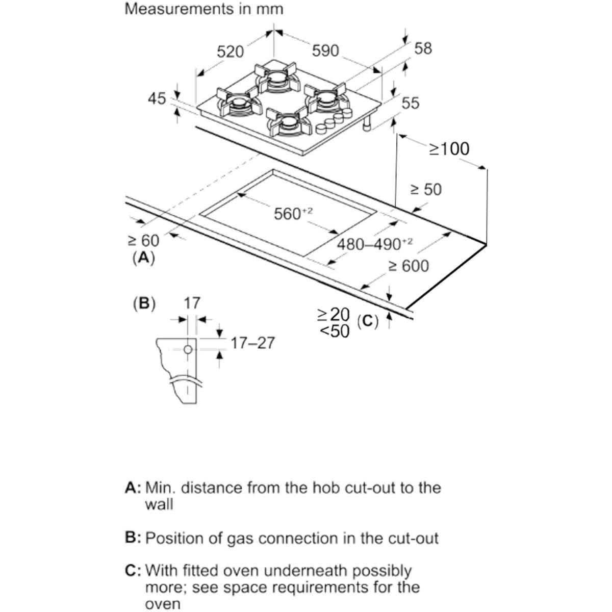 Siemens iQ300 60 cm Gas Hob with 4 Powerful Burners, German Engineering Hob, Espresso Cross Support, and Premium Steel Pan Supports, Model EO6C6PP30M