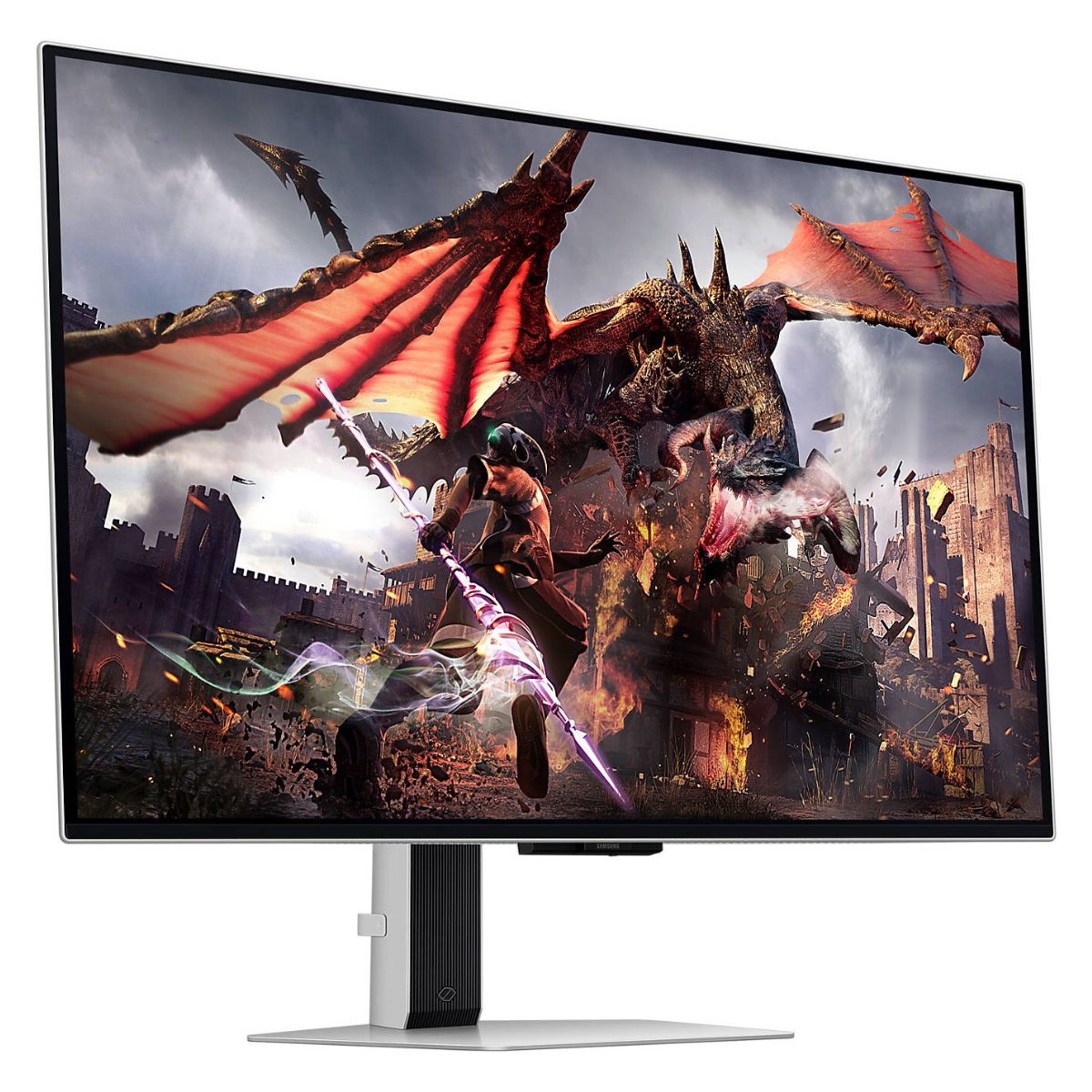Samsung Odyssey G8 32" 4K UHD OLED Gaming Monitor, 240Hz, 0.03ms, HDR10+, FreeSync, Smart Features, Silver | LS32DG802SMXUE