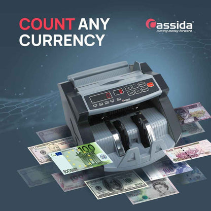 Cassida 5510 UV Efficient Bill Counter Machine for Retail, 1300 Notes Per Minute, Count, Batch, Add, Add+Batch Operations, LED 4/3 Display, Back Loader Bill Loading Style | 5510