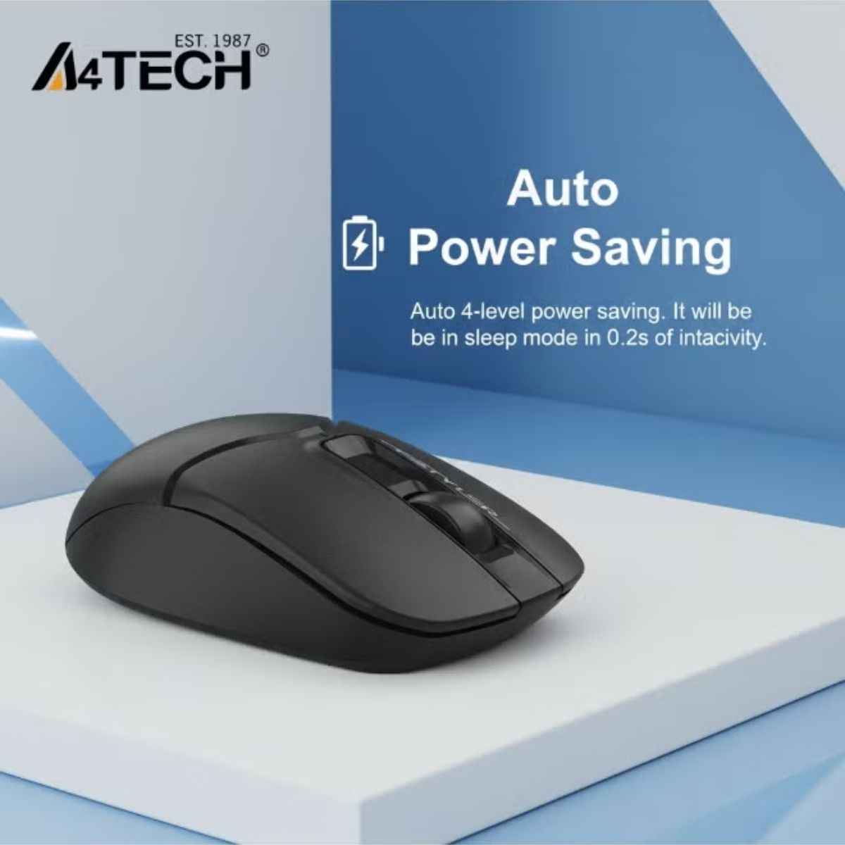 A4Tech FB12S Dual Mode Wireless & Bluetooth Mouse – Silent Click, 1200 DPI, USB Nano Receiver, Black