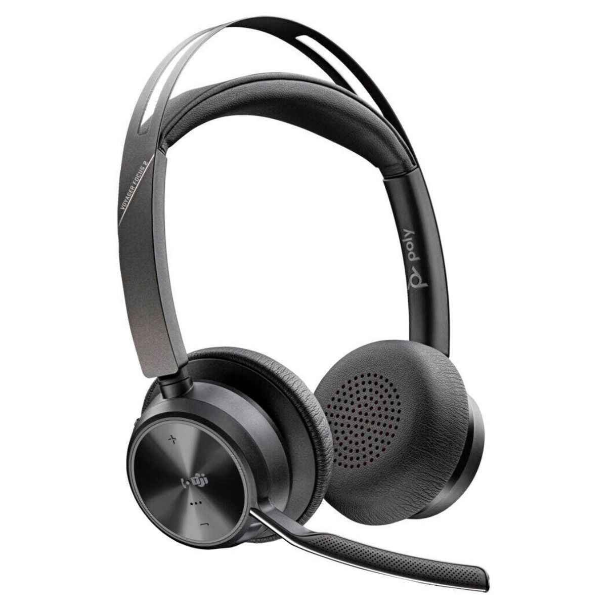 HP Poly Voyager Focus 2 Microsoft Teams Certified USB-C-C Headset with USB-C/A Adapter & Charging Stand, 32 mm Speaker Size, 6 Noise Cancelling Microphone, 1.5m Cable Length, Black | 9T9J6AA