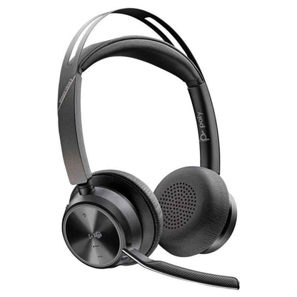 HP Poly Voyager Focus 2 Microsoft Teams Certified USB-C-C Headset with USB-C/A Adapter & Charging Stand, 32 mm Speaker Size, 6 Noise Cancelling Microphone, 1.5m Cable Length, Black | 9T9J6AA