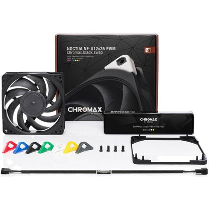 Noctua NF-A12x25 PWM Chromax Black Swap 120mm Premium Quiet Fan | 2000 RPM | 4-Pin PWM | SSO2 Bearing | AAO Frame | Black | NF-A12x25 PWM
