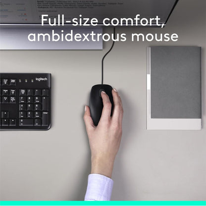 Logitech MK120 Wired Keyboard and Mouse Combo | Full-Size Keyboard | Optical USB Mouse | English/Arabic Layout | Black | 920-002546