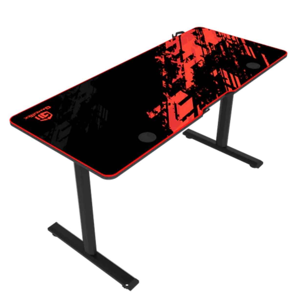 GamerTek GT-Elevate X Gaming Desk – Adjustable Height, Sit & Stand, 140x60cm, Red & Black