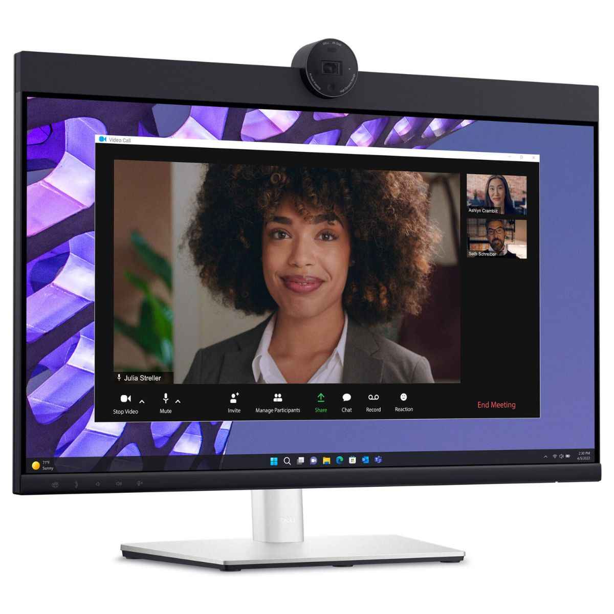 Dell Conferencing Monitor, 23.8" FHD IPS Display, 60Hz Refresh Rate, 5ms (Fast GtG) Response Time, Built-In 4mp RGB + IR 2K Camera, 2x 5w Built-In Speaker, ComfortView Plus, Silver