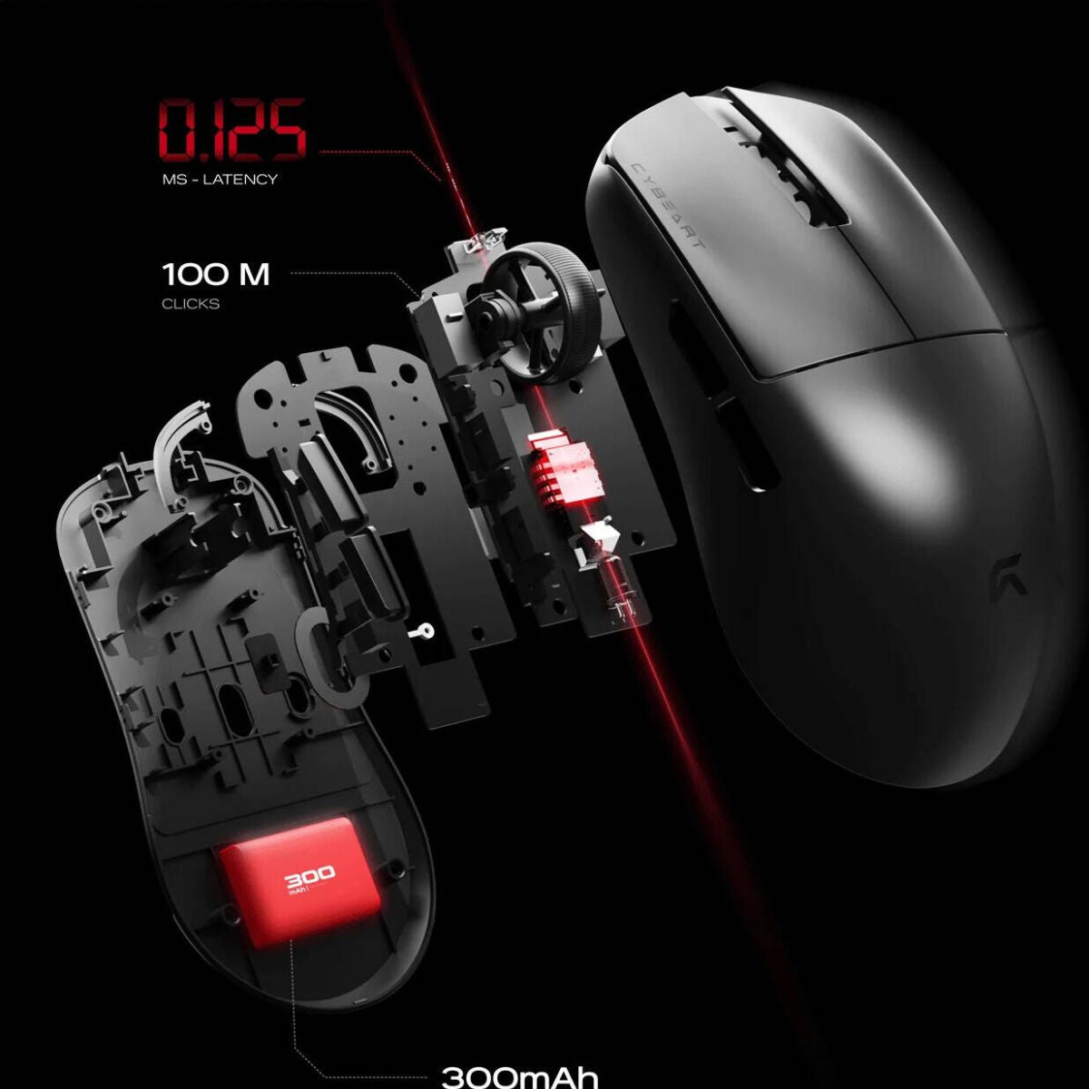 Cybeart MC-XEUS-CYB01 Xeus RGB Wired Gaming Mouse – 8000Hz, 39g Ultra-Light, RGB, Ergonomic Design | Black