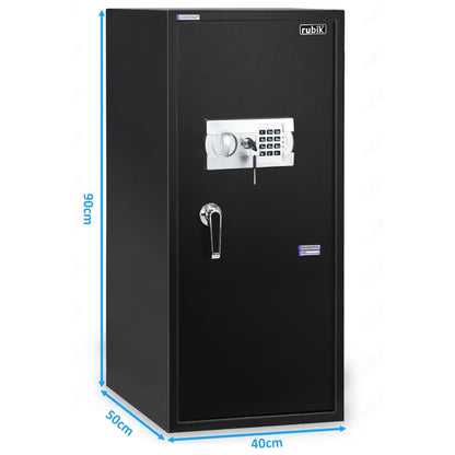 Rubik Safe Box Large with Digital Keypad and Key Lock, Security Locker for Money Files Folder Documents Jewelry Office Home RB90EG (Size, 90x40x50cm) Black