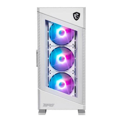 MSI MPG VELOX 100R Mid-Tower ATX Gaming PC White Case, Tempered Glass Front Panel, 4x 120mm ARGB Fans, Support Up to 360mm Radiator, Vertical GPU Mount, Optimized Airflow, Type-C