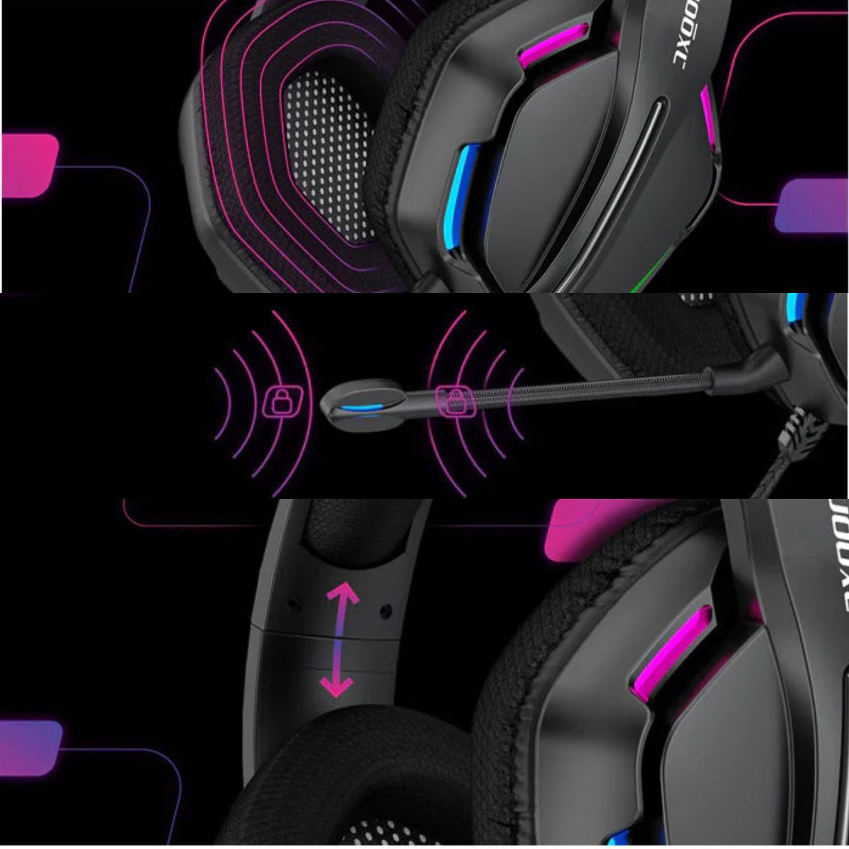 AXGON AX2GHE1 Ergo LED Gaming Headset – Noise-Canceling Mic, Immersive Sound, RGB Lighting