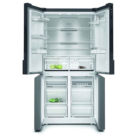 Siemens iQ300 605L French Door Bottom Freezer Fridge Freezer – Black Steel Anti-Fingerprint, (KF96NAXEAG)