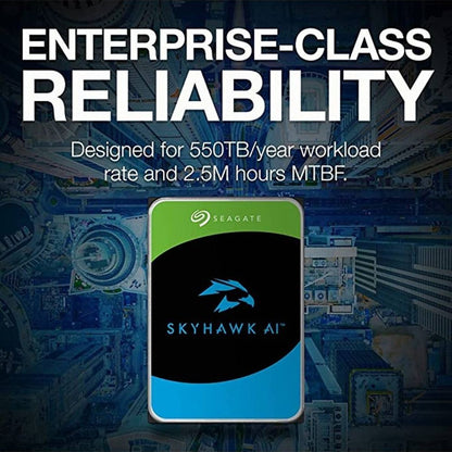 Seagate 10TB SkyHawk AI 7200 RPM 3.5" Internal Surveillance HDD | SATA III 6Gb/s, 256MB Cache | ST10000VE001