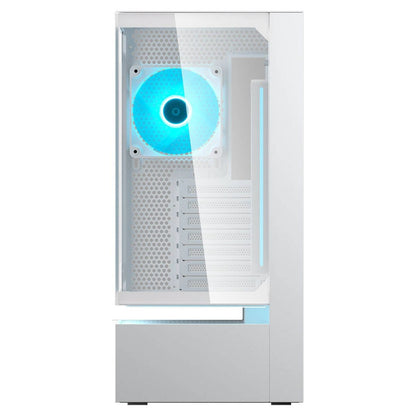 Cougar CFV235 ATX Mid-Tower Computer Case, Unity 240mm Reverse ARGB Fan + 120mm ARGB Fan, Panoramic Glass, Vertical GPU Support, White | 382DA40.0002