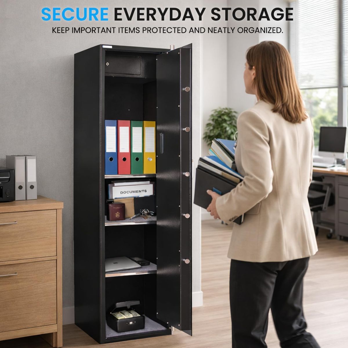 Rubik X-Large Safe Box with Digital Keypad and Key Lock (160x40x50cm) Black - RB160EG-B