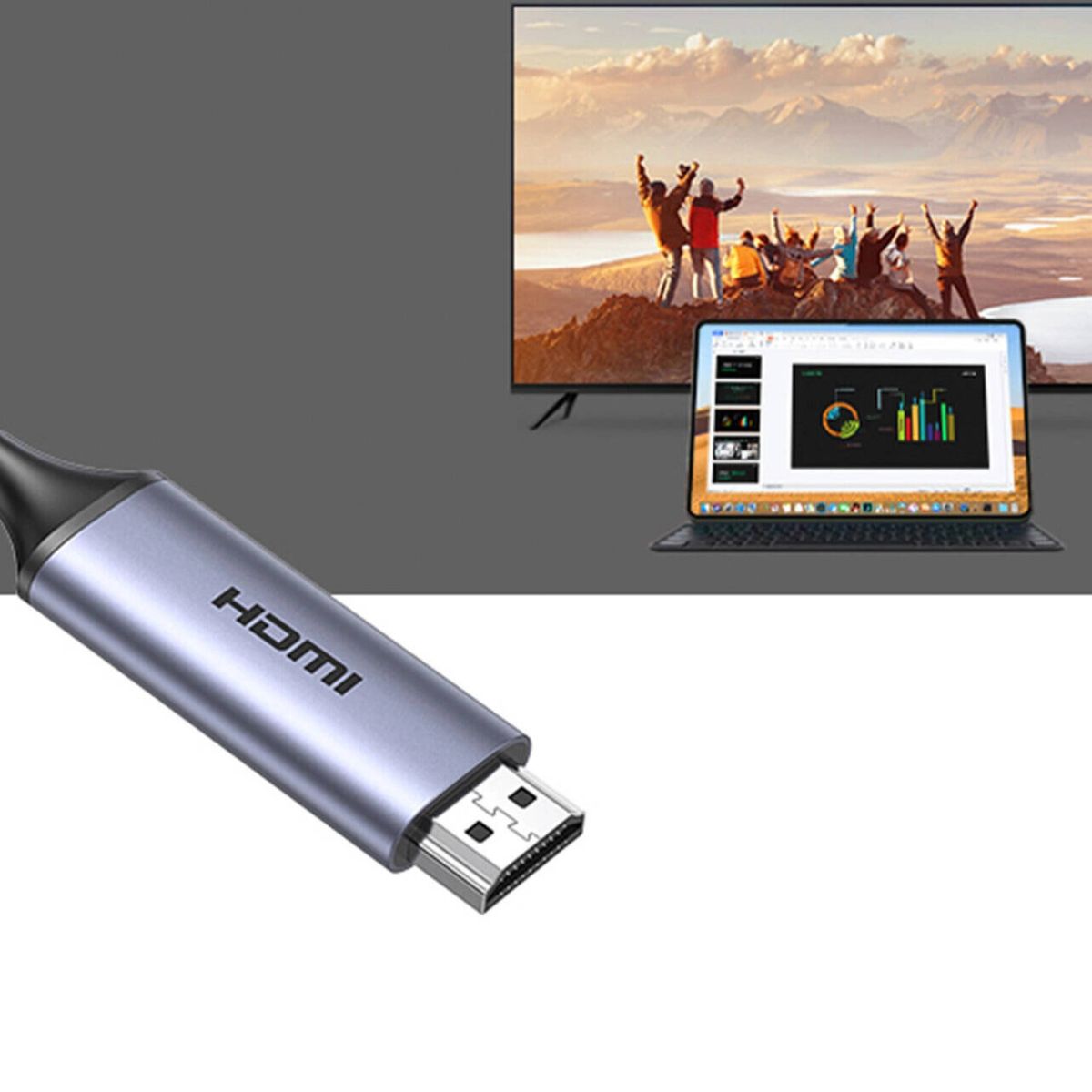 UGREEN CM565 USB-C to HDMI 2.1 Cable | 8K @ 60Hz | Mirror & Extended Mode | 1.5m | Grey | 90451