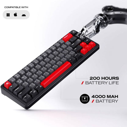 Cybeart Akula 65 Signature Edition Gaming Keyboard – 65% Compact Layout, Pre-Lubed Mechanical Switches, Hot-Swappable Keys, RGB Backlighting, Tri-Mode Connectivity