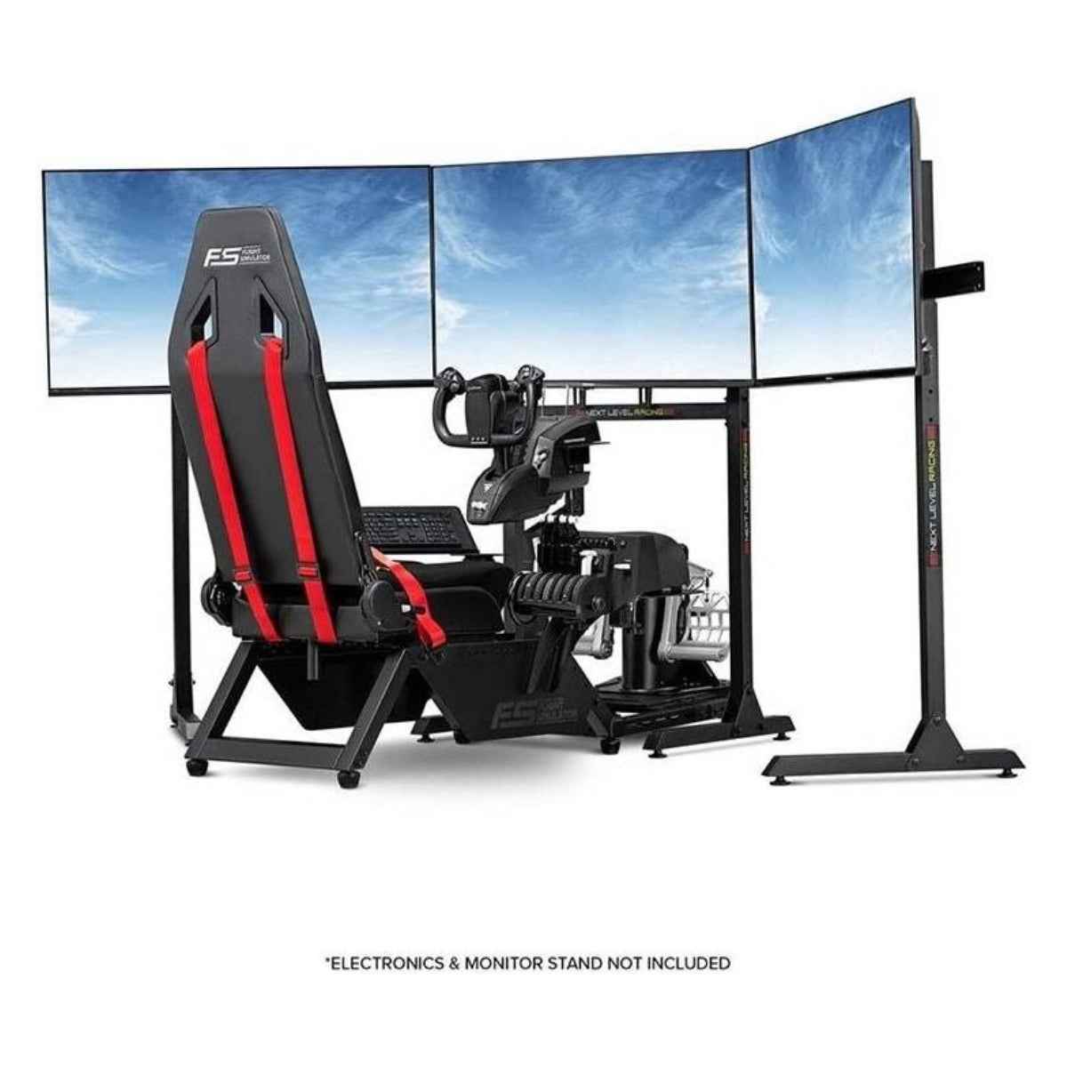 Next Level Racing Flight Simulator Cockpit, Dedicated Flight Cockpit, Compatible with Flight Electronics, Wide Range Adjustments, Keyboard & Mouse Support, Black/Red | NLR-S018