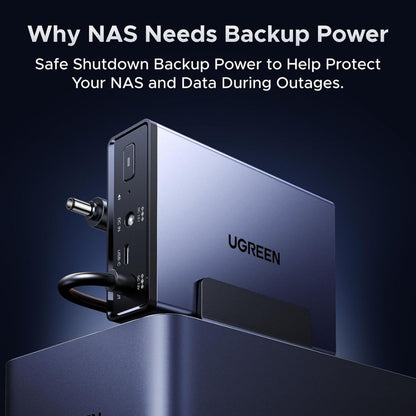 UGREEN NAS UPS US3000 | 120W DC Battery Backup | 12000mAh Lithium-Ion Battery | Zero-Second Power Transfer