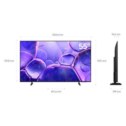 Samsung 55-Inch Crystal UHD Smart TV – 4K UHD, Crystal Processor 4K, MetalStream Design, Samsung Knox Security, Smart TV | UA55U8000FUXZN (2025 UAE Version)