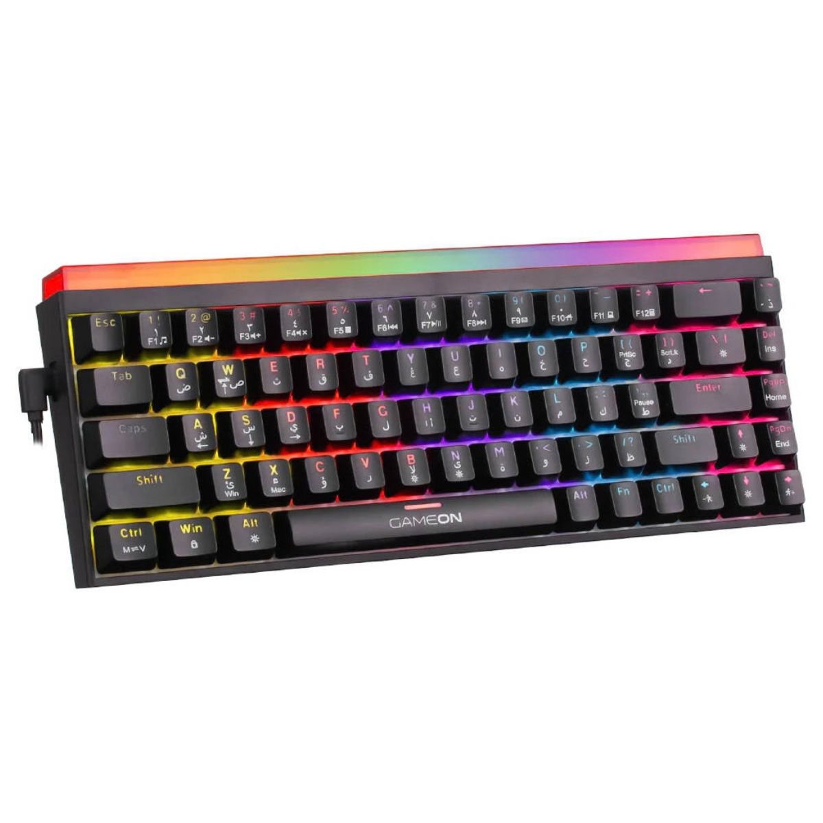 GAMEON GO-MK260-RS PRIMEX 60% Mechanical Gaming Keyboard | 68 Keys | Linear Red Switch | English & Arabic | Dynamic RGB | USB-C | GO-MK260-RS