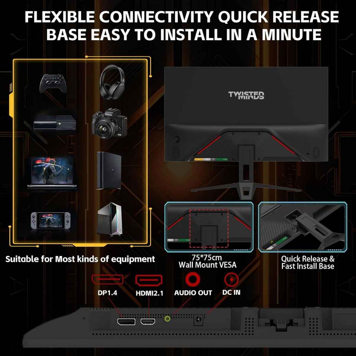 Twisted Minds ECO SERIES 27" Gaming Monitor – FHD IPS, 120Hz, 1ms, HDMI 2.1 &  DP 1.4 | TM27FHD120IPS