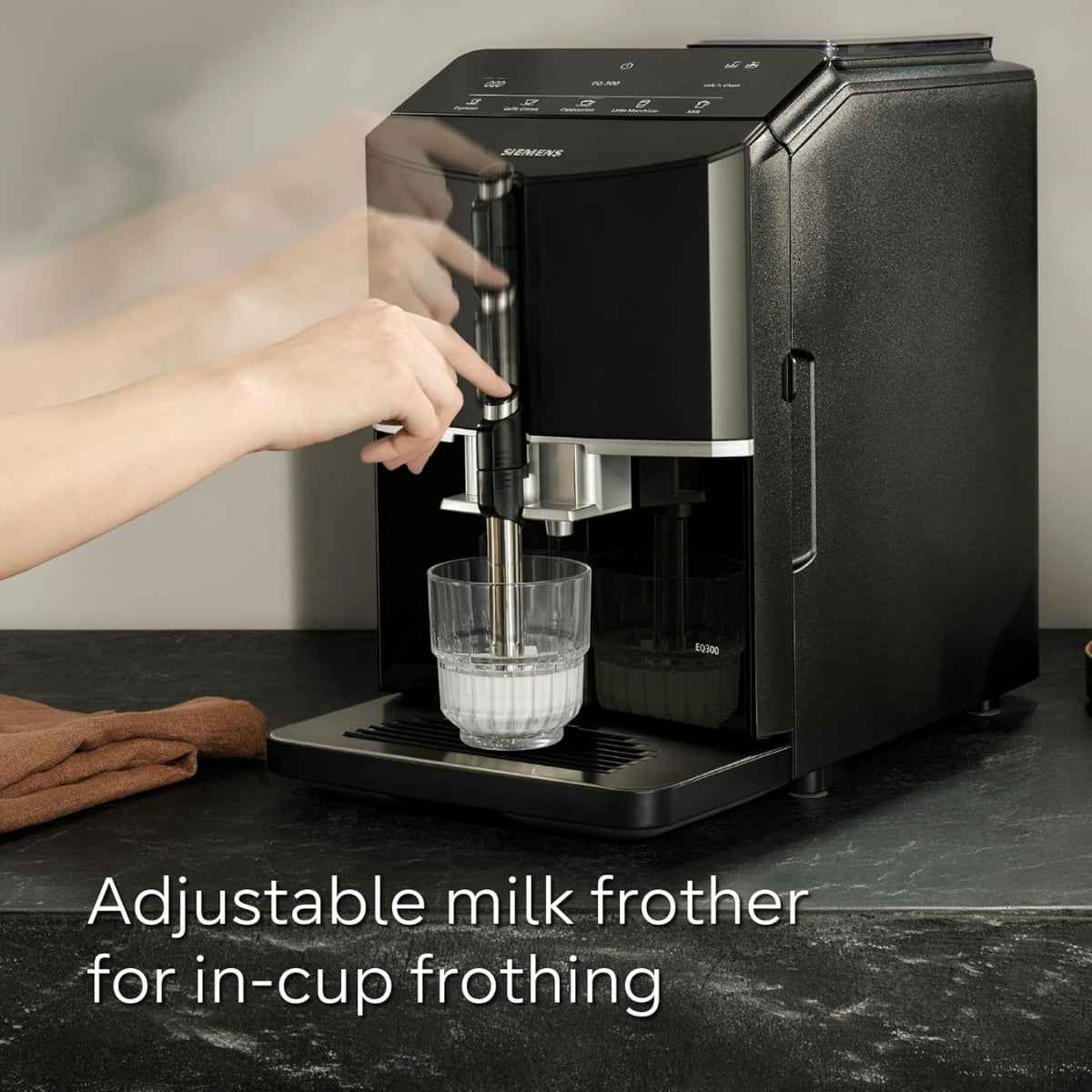 Siemens EQ300 TF301G19 Bean-to-Cup Coffee Machine – Piano Black