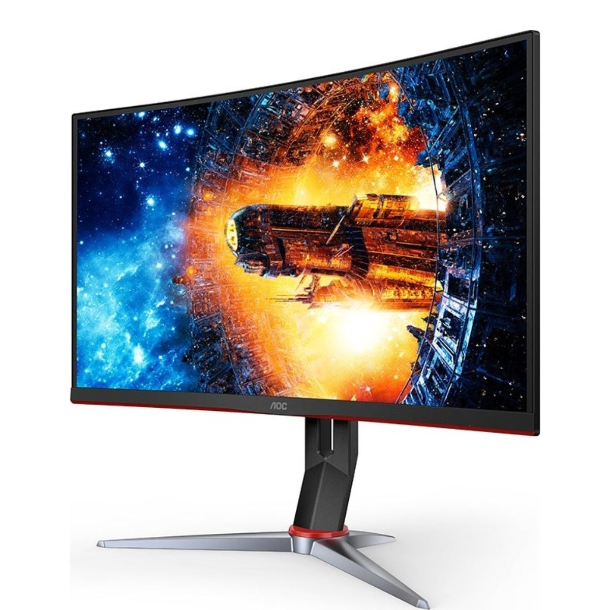 AOC C24G2 Curved Gaming Monitor, 23.6'' FHD VA Panel, 165Hz Refresh Rate, 1ms (MPRT) Response Time, 1500R Curvature, 16.7M Display Colors, Adaptive-Sync Technology, Flicker Free, Black | C24G2