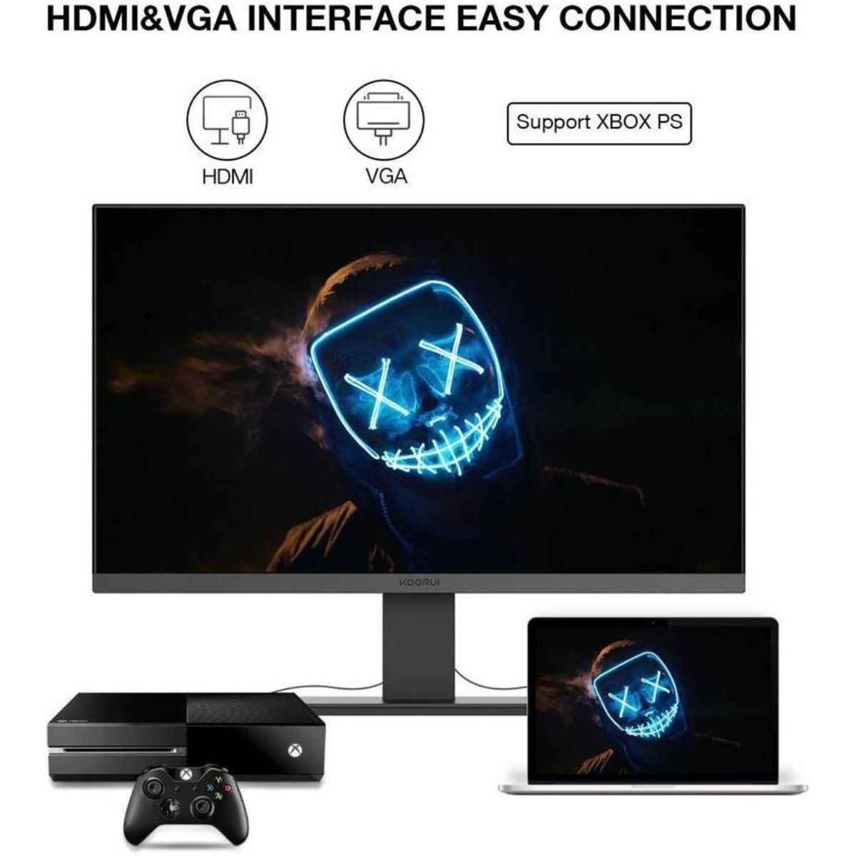 Koorui  22" FHD Business VA Monitor, Ultra Thin Bezel Display, 75Hz Refresh Rate, 5ms Response Time, 99% sRGB Color Gamut, Eye Care, Ergonomic Tilt, VESA Mounting, HDMI VGA Ports, Black | 22N1
