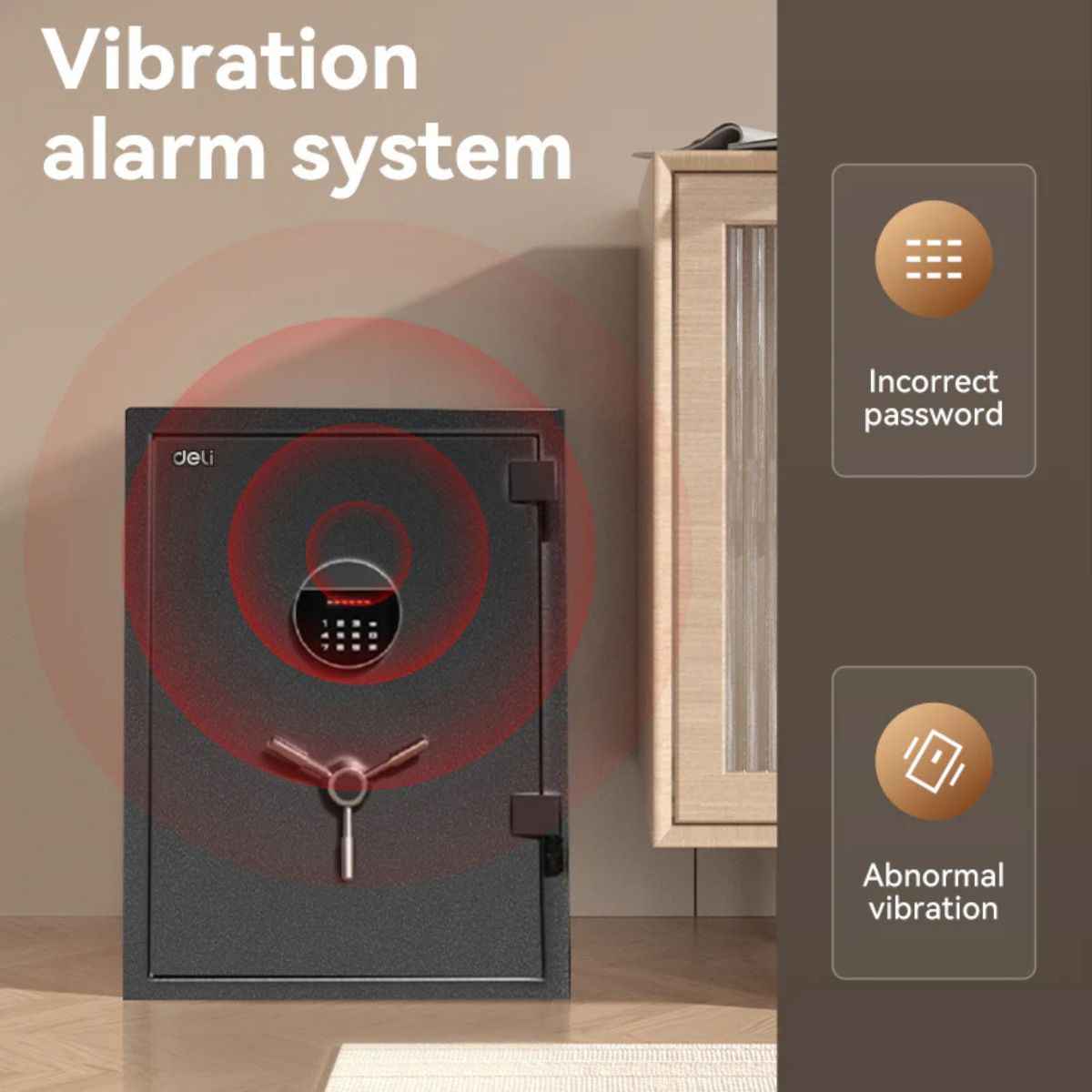 Deli T602 Fireproof Safe, Digital Security Safe Box for Home & Office, Heavy-Duty 1-Hour Fireproof Steel Safe 68kg (80x45x40cm) Dark Grey