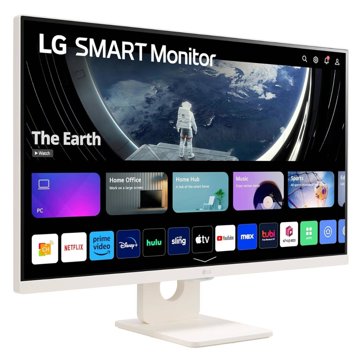 LG 27SR50F 27" Smart FHD IPS Monitor with webOS 23, HDR10, Screen Share, Wi-Fi / Bluetooth, 5Wx2 Stereo Speaker, Tilt Stand, Apple AirPlay 2 & HomeKit Compatibility, HDMI/USB Type-A, White