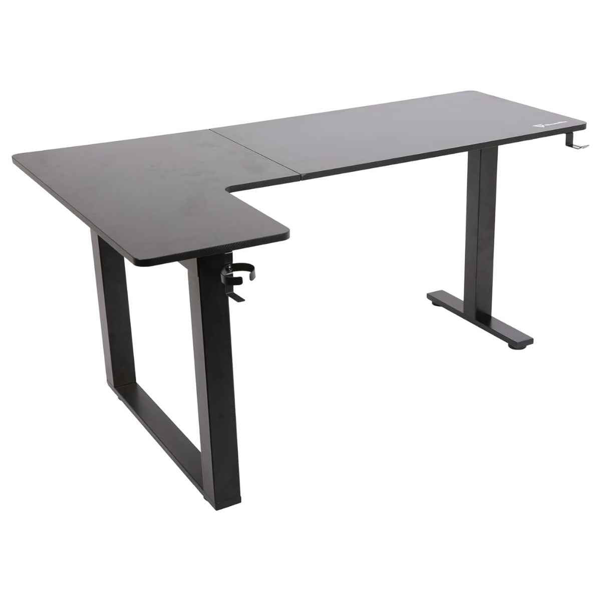 GamerTek Gaming Desk Alpha Pro RGB Flexi Corner Gaming Desk – 160x100cm, Carbon Fiber Texture, L-Shape Design, Black