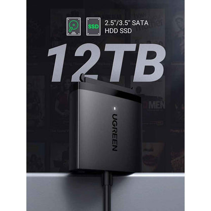 UGREEN USB 3.0 to SATA Hard Drive Adapter, 5Gbps Data Transfer Rate, Supports SSD/HDD up to 12TB, Wide Compatibility, Black | 60561