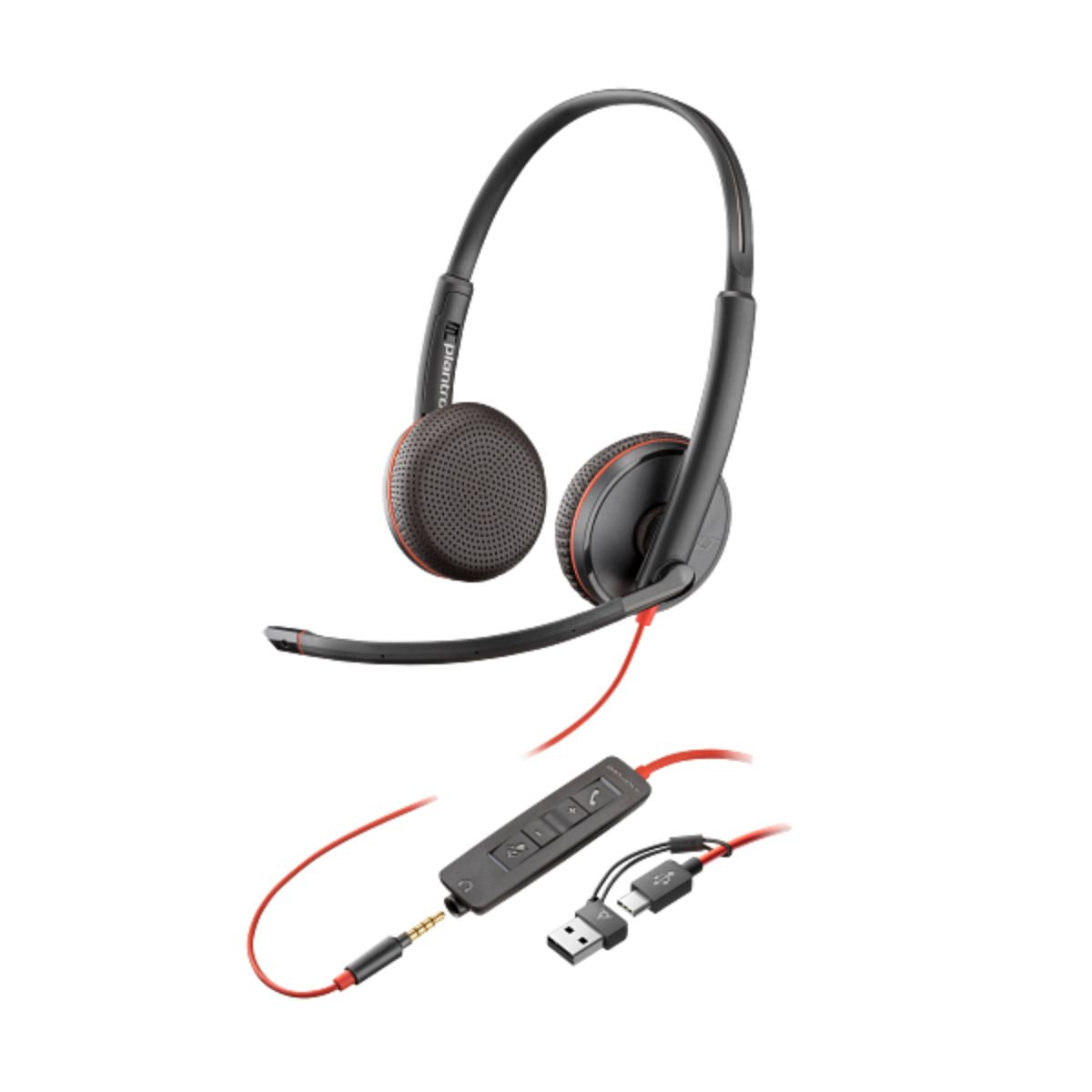 Poly Blackwire C3225 Wired USB-C Office Headset, Stereo Headband Design, Noise-Canceling Boom Microphone, USB Type-C Connectivity, Black | 8X229A6