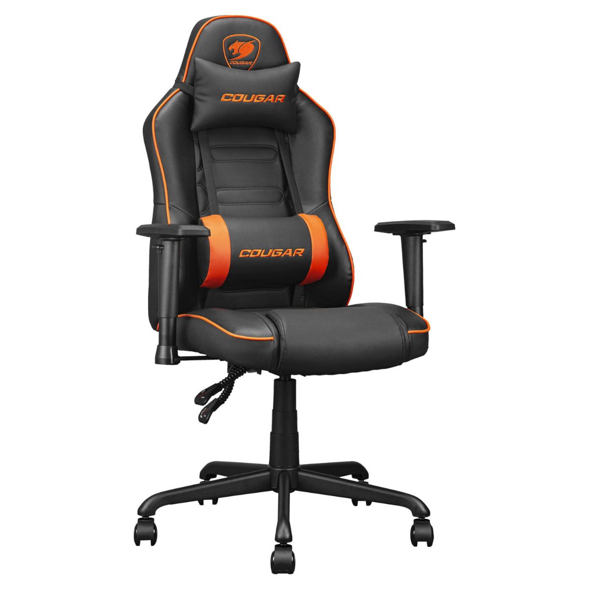 Cougar Fusion S Ergonomic Gaming Chair, PVC Faux Leather, Metal 5-Star Base, , Built-in 3D Curved Lumbar Support, Adjustable Armrest, Class 4 Gas Lift Cylinder, 120 kg