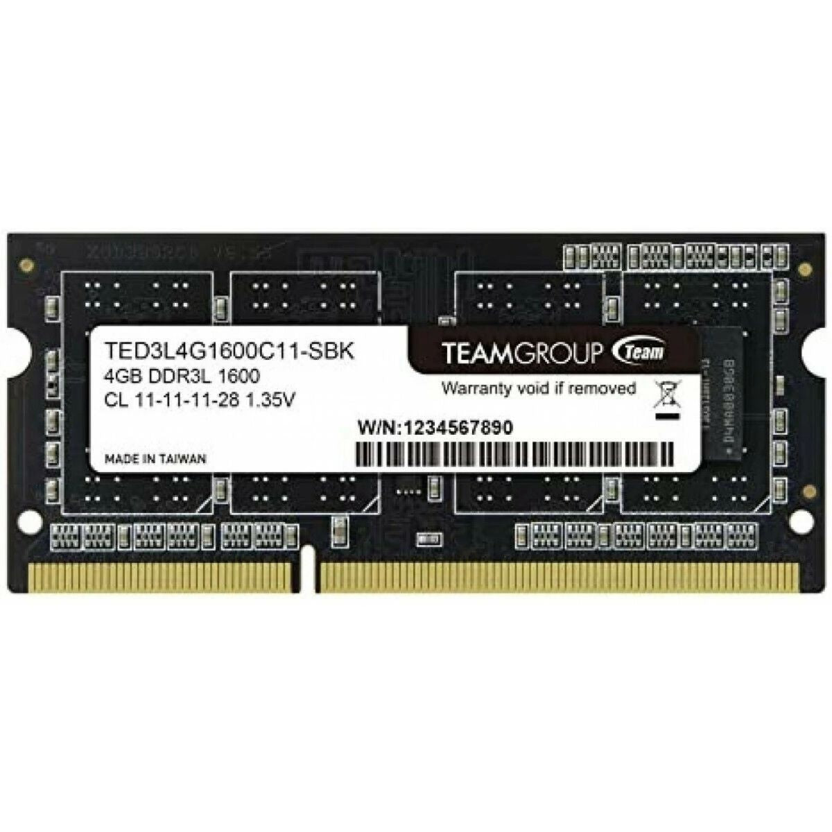Team TED3L4G1600C11-S01 4GB DDR3L Laptop RAM – 1600MHz, CL11, SO-DIMM, 1.35V