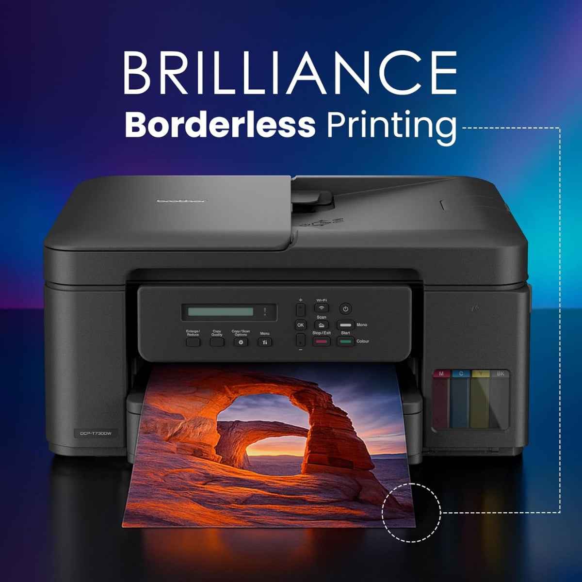 Brother DCP-T730DW Ink Tank Printer, Up to 1200 x 6000 DPI, 16 IPM Print Speed, Auto 2 Sided (Duplex) Printing, 20 Sheets Auto-Document Feeder, WiFi, WiFi-Direct, USB 2.0, Black | DCP-T730DW