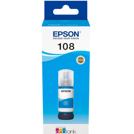 Epson 108 EcoTank Ink Bottle – Black, Cyan, Magenta, Yellow