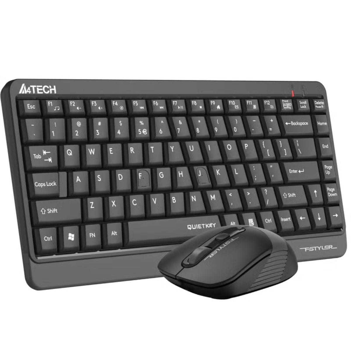 A4Tech Fstyler FGS1110Q 2.4G Wireless Keyboard & Mouse Combo – Silent Click, QuietKey, Splash Resistant, Grey