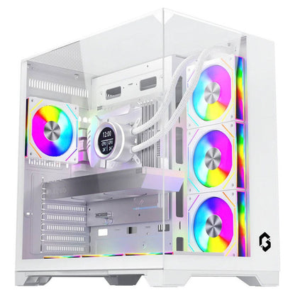GAMEON Valkyrie I GO-VALKYRIEI-A Mid Tower Gaming Case | ATX / M-ATX / ITX | 7× 120mm ARGB+PWM Fans | 360mm Water Cooling | 400mm GPU Support | White