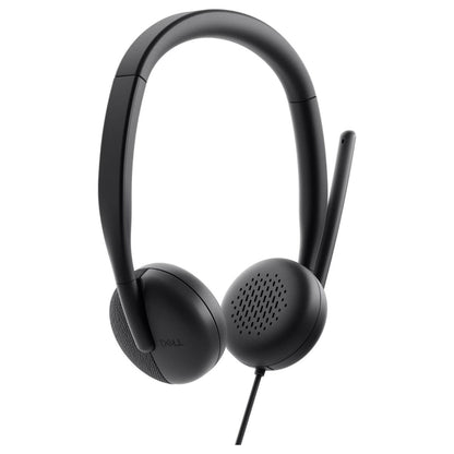 Dell WH3024 Wired On-Ear Headset | 28mm Speakers | Passive Noise Cancellation | AI Beam Forming | USB Type-C | 2m Cable | Black | 520-BBDS