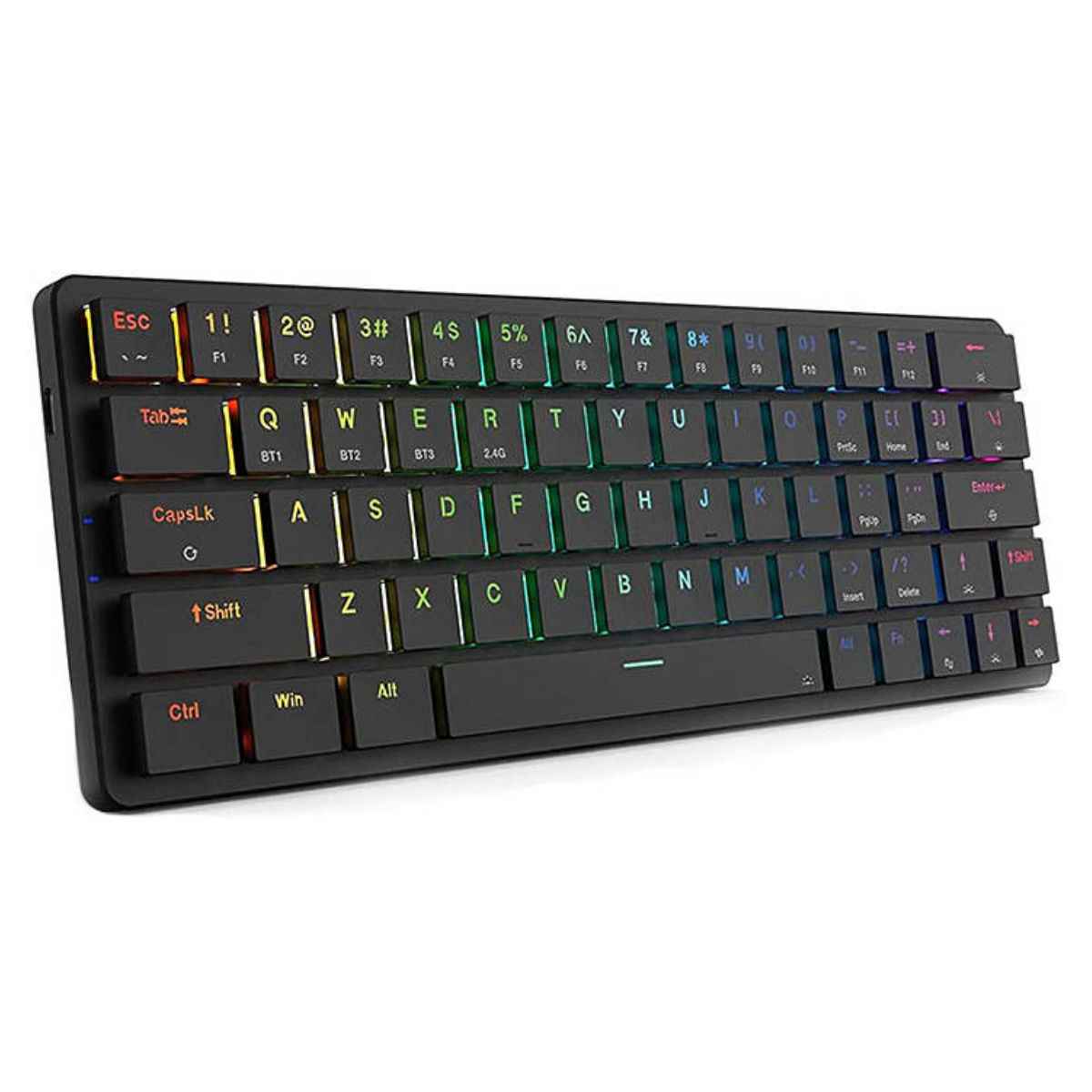 Redragon Elise Pro K624P Wired/Wireless Low-Profile Mechanical Keyboard, 63 Keys, RGB Backlit, Up to 20 Hours Battery Life, Black | K624P-KBS