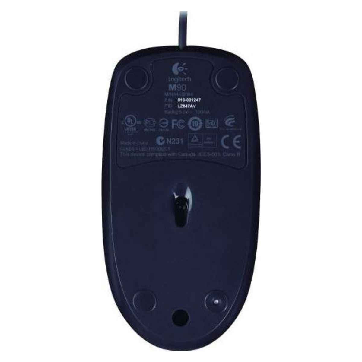 Logitech M90 Wired Mouse | 1000 DPI Optical Tracking | Ambidextrous Design | Plug-and-Play USB Connectivity | Black | 910-001793