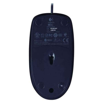 Logitech M90 Wired Mouse | 1000 DPI Optical Tracking | Ambidextrous Design | Plug-and-Play USB Connectivity | Black | 910-001793