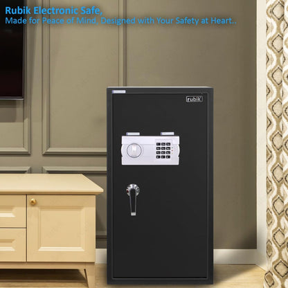 Rubik Safe Box Large with Digital Keypad and Key Lock, Security Locker for Money Files folder Documents Jewelry Home Office RB75EG (Size 75x40x40cm) Black