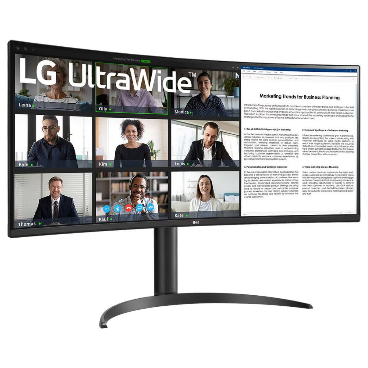 LG 34WR55QK 34" UltraWide Curved Monitor, WQHD (3440x1440), 100Hz, VA Panel, HDR10, USB-C 65W, 21:9 Display, Black
