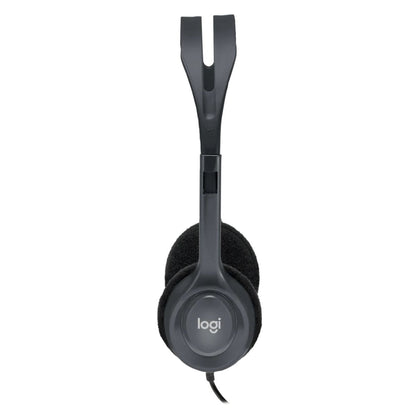 Logitech H111 Stereo Headphones, Bi-directional Microphones Type, Adjustable Headband, 1.3m Cable Length, 3.5mm Audio Jack, Black | 981-000593