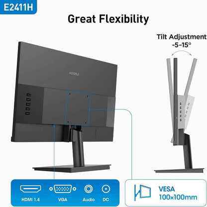 KOORUI E2411H Office Monitor – 24" IPS Display, FHD Resolution, 120Hz Refresh Rate, FreeSync Premium, Flicker-Free Comfort