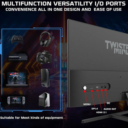 Twisted Minds TM27FHD180IPS Blaze Series Gaming Monitor, 27" FHD IPS Display, 180Hz Refresh Rate, 0.5ms Response Time, NVIDIA G-Sync Compatible, 16.7M Colors, Black | TM27FHD180IPS