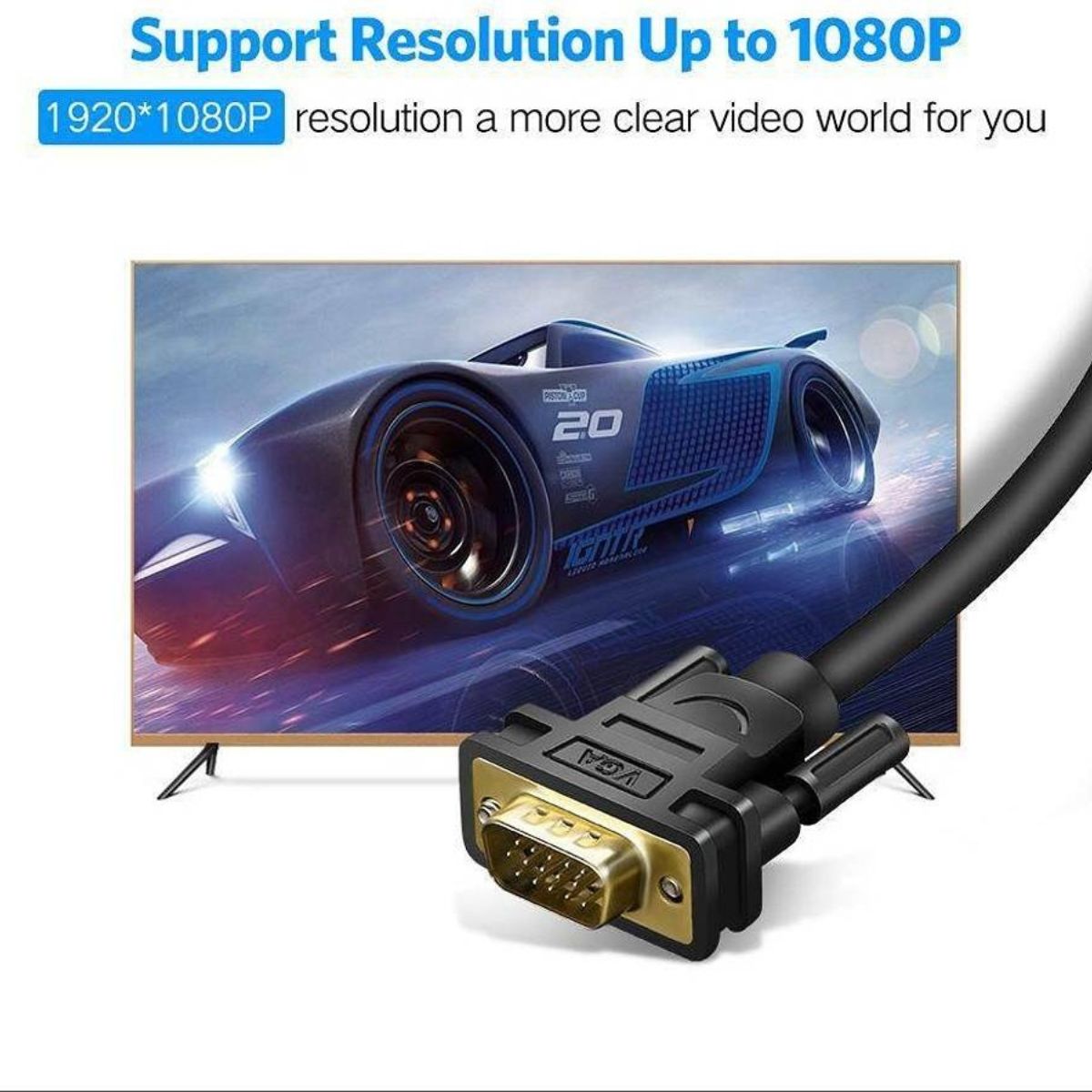 UGREEN 30449 HDMI to VGA Cable | 1920 × 1080P @ 60Hz | Gold-Plated Connector | 1.5m | Black