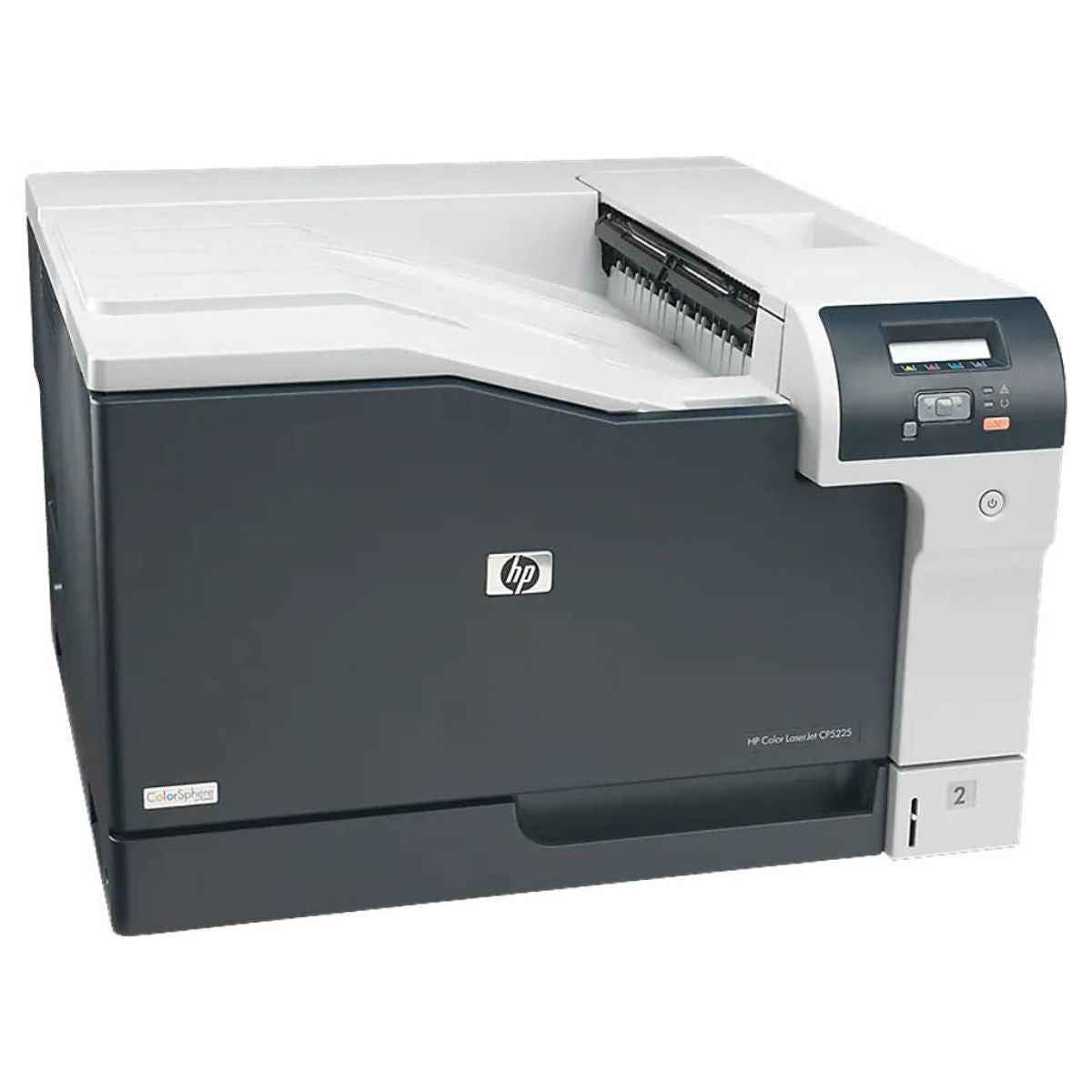 HP CP5225n Color LaserJet A3 Professional Printer, Up to 20ppm Black & Color, Up to 600 x 600 DPI Resolution, 2-Line, 16-Character Backlit Display, 250-Sheet Face-Down Output Bin, White | CE711AB19
